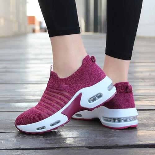 Womens Vulcanized Shoes Woman Flat Shoes Breathable Knitted Mesh Slip on Ladies Platform Casual Waking 2021 Female New Hot