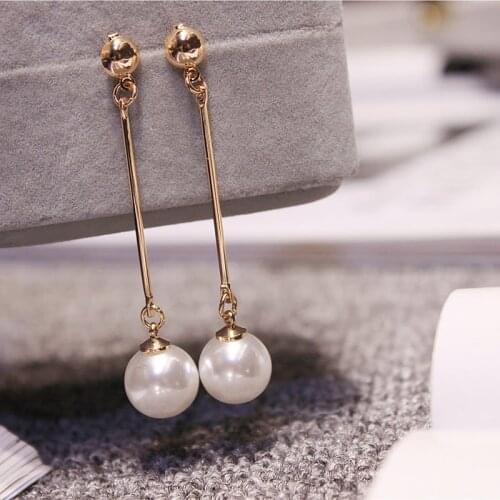 New Korean Star The Same Paragraph Fashion Imitation Pearl Tassel Earrings Wholesale Jewelry Earrings women Long Section Vintage