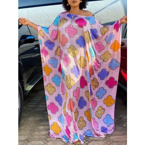 Women Printed Dresses Loose Batwing Sleeves O Neck Maxi Party African Female Fashion Autumn Vestidos New Big Size Ladies Robes