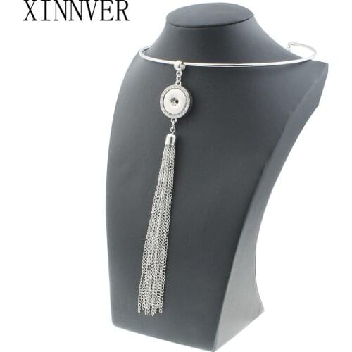 Womens Classic Torques 18mm Snap Button Necklace Boho Bohemian Tassel Necklaces & Pendants Unisex DIY Snaps Jewelry ZG115