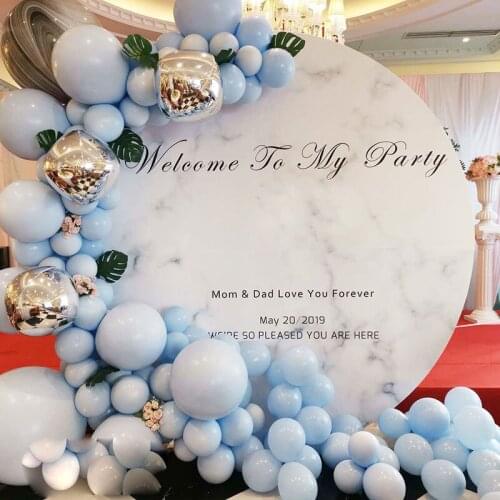 112pcs Macaron Blue Pastel Balloons Garland Arch Kit Monstera Leaf Birthday Wedding Baby Shower Anniversary Party Decoration