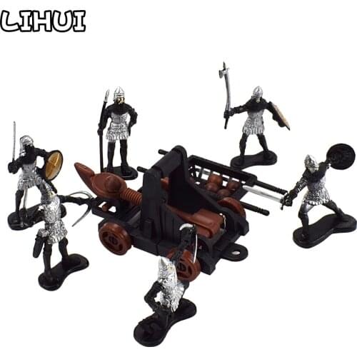 15 PCS Medieval Warriors Fight Action Figures Model Toys for Children Ancient Rome Soldiers Attack Catapult Kids Toy Boys Gifts