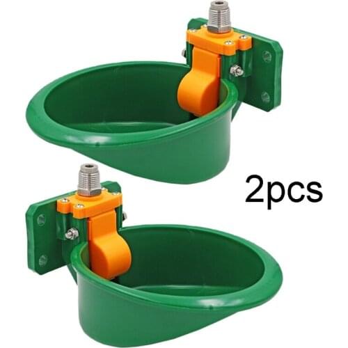 2 Pcs Automatic Farm Sheep Water Bowls Waterer Livestock Colt Calves Drinking Pig Feeders Engineering Plastics Green
