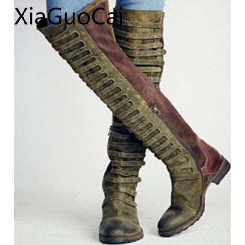 2018 Foreign Trade High Heel Boots for Women Blasting Frosting Female Long Boots Zipper and Womens Motorcycles Boots