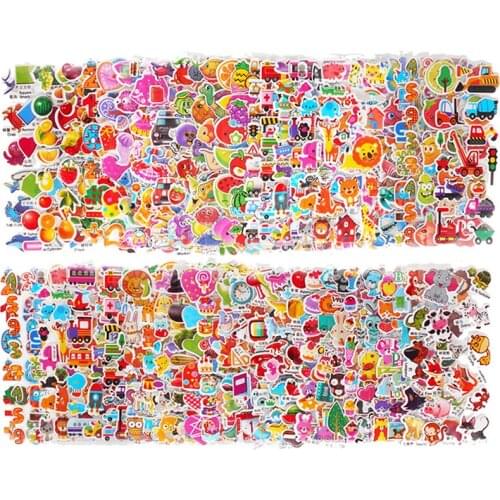 40 Sheets/lot Cartoon Stickers 3D Cartoon Animals Princess Random Puffy Stickers Childrens Birthday Gifts For Boys Girls Toys
