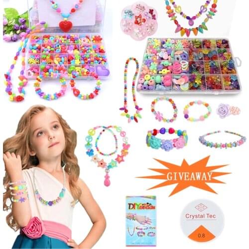 700pcs DIY Handmade Beaded Childrens Toy Creative Loose Spacer Beads Crafts Making Bracelet Necklace Jewelry Kit Girl Toy Gift