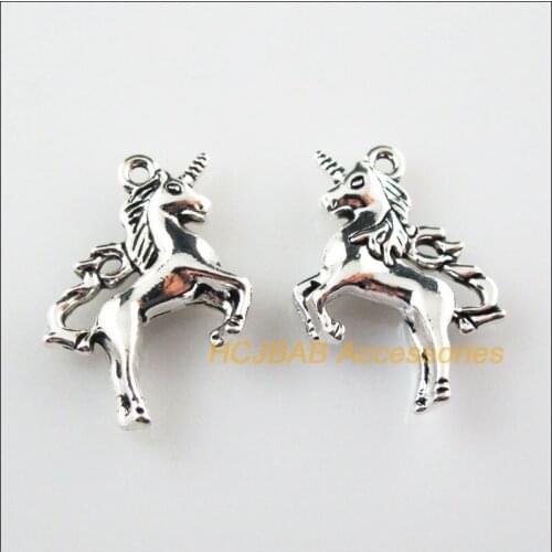 8 New 3D Unicorn Tibetan Silver Color Charms Pendants 20x25mm