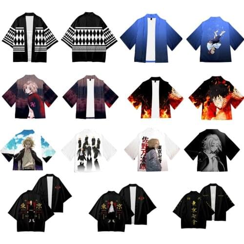 Anime Clothes Tokyo Revengers Sano Manjirou Ken Ryuguji Hanagaki Takemichi Haori Kimono Kids Adult Cosplay Short Sleeves T-shirt