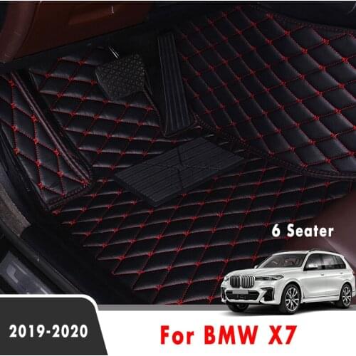 Car Floor Mats For BMW X7 2020 2019 (6 Seater) Artificial Leather Waterproof Car Carpets Custom Styling Car Interior Accessories