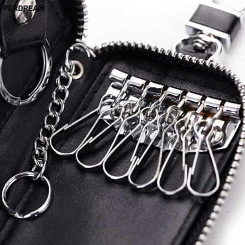 Car Key Case Leather Men Women Wallets Key Holder Housekeeper Covers Zipper Bag Keychain Cover for Keys Organizer Card Bag