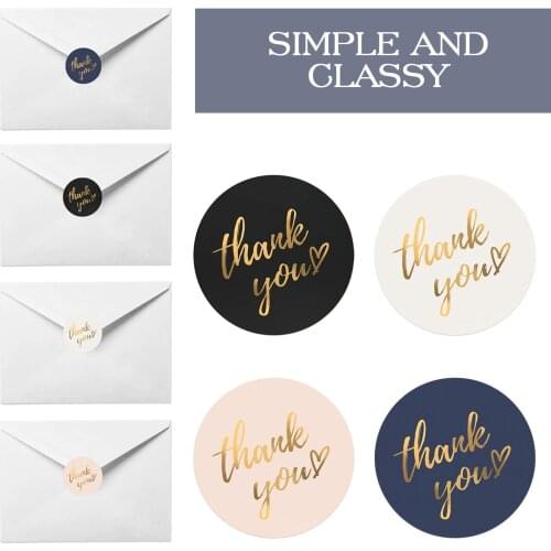 Behogar Round Thank You Stickers Labels Decals for Business Festival Party Envelopes Bags Favors Gift Wrapping Decor