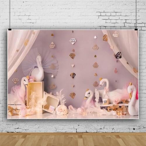 White Swan Dreamy Curtain Background Portrait Photography Birthday Party Photozone Photo Decors Backdrops Photocall Studio