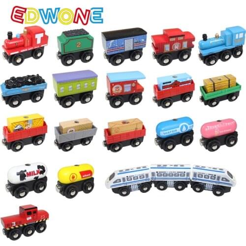 EDWONE wooden magnetic train for Thomas wooden tracks can be connected to the Thomas train variety wooden train