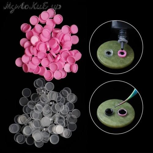 100Pcs/Lot Eyelash Glue Holder Grafting Eye Lashes Quick Individual Blossom Cup Ring Eye Makeup Extension Adhesive Stand Tools