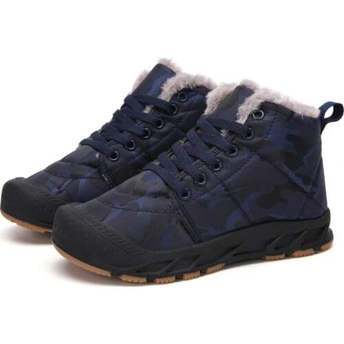 Childrens Snow Boots 2020 autumn and winter outdoor camouflage plus cotton padded boot waterproof middle-aged kids cotton shoe