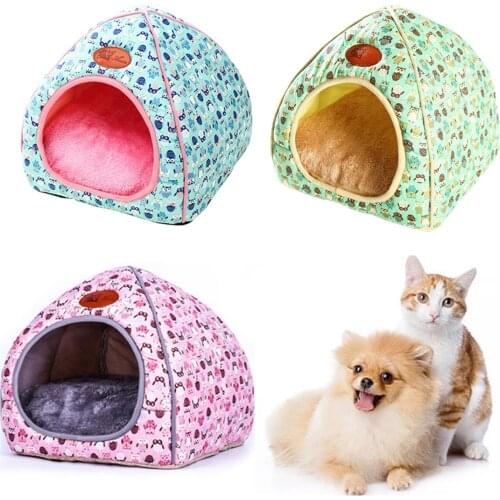 Pet Dog Cat House Tent Kennel Doggy Fashion Winter Warm Soft Cushion Basket Animal Bed Cave Pet Products
