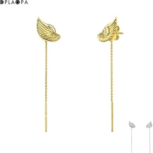 DPLAOPA 925 Sterling Silver Pendientes Alas Plata Long Chain Wing Earring 2021 Wedding Party Luxury Jewelry Clip Pendiente