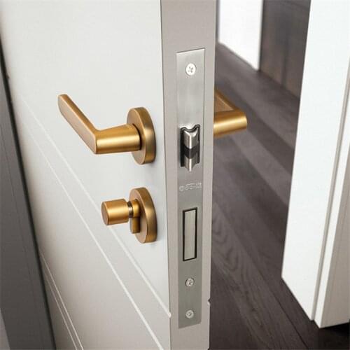 1 set Yellow bronze/ zinc alloy door handle Interior / Bedroom door lock Split Silent door lock For 35-50mm Doors