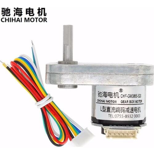 Chihai Motor CHF-GM3865-520-ABHL DC Magnetic Holzer Encoder Gear Motor 6.0V 12.0V L type reduced installation