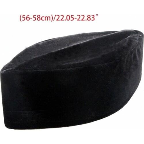 F3MD Muslim Men Velvet Black Kufi Hat Islamic Turkish Takke Foldable Autumn Winter Prayer Bonnet Hijab Arabia Turban S/M/L