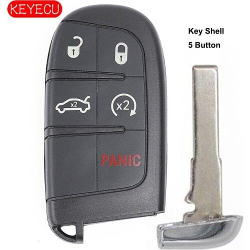 Keyecu Smart Remote Key Shell Fob 4+1 Button Replacement for Fiat 500L, Jeep Renegade - FCC: M3N-40821302