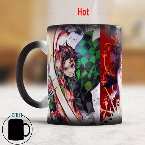 Demon Slayer Heat Temperature Sensitive Coffee Mug Color Changing Cartoon Anime Mug Creative Tea Milk Ceramic Cups