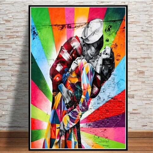 Colourful Sailor Kissing Street Art Canvas Poster And Prints Graffiti Wall Painting Decoration For Living Room Mural Picture