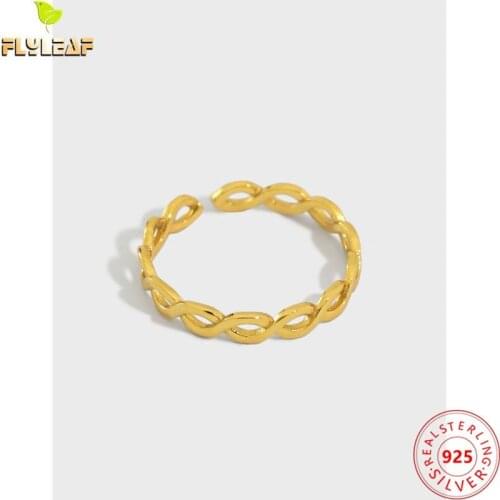 925 Sterling Silver Twist Open Rings For Women 18k Gold Female Fasion Jewellery High Quality