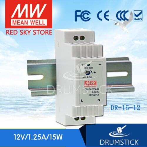 Friendly MEAN WELL 12Pack DR-15-12 12V 1.25A meanwell DR-15 15W Single Output Industrial DIN Rail Power Supply