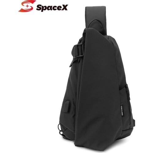 Fashion Chest Bag Outdoor Daily Shoulder Bag For Man USB Charging Casual Bag Waterproof Crossbody Short Trip Bag Black Sling Bag