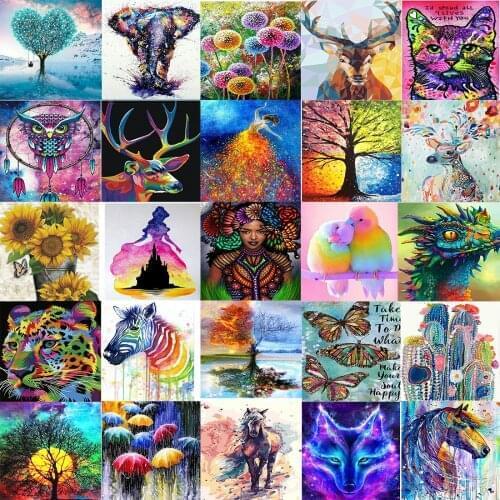 Mosaico de diamantes de imitacin para decoracin del hogar, mosaico redondo hecho a mano con diseo de animal en diamantes, 5D