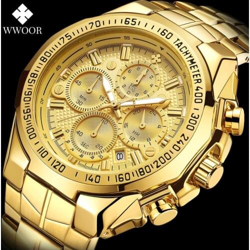 Relogio Masculino 2021 WWOOR Sports Military Mens Watches Luxury Gold Quartz Wristwatch Man Waterproof Fashion Chronograph Clock
