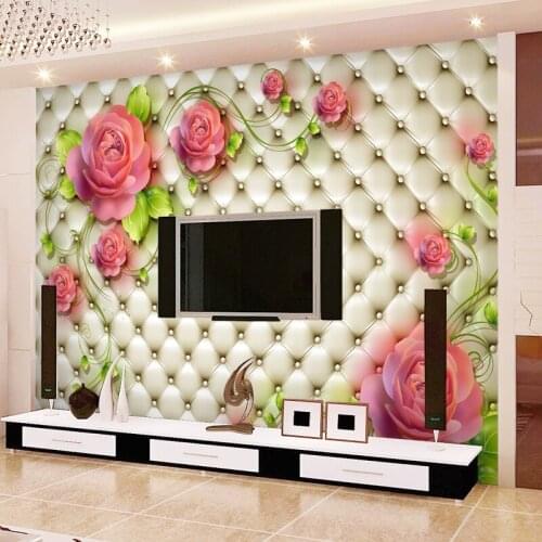 Soft Bag Pink Rose Flower Murals 3D Wall Mural Wallpaper for Living Room TV background 3d Photo Mural Fresco 3d papel de parede
