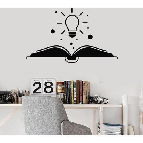 Wall Decal Idea Light Bulbs Open Book Read Stories Library Reading Room Classroom Interior Decor Vinyl Window Sticker Mural M656