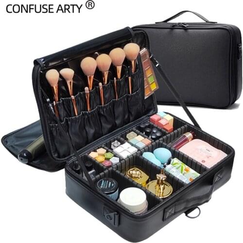 New Women PU Cosmetic Box High Quality Portable Makeup Bag Large Capacity PU Make Up Case