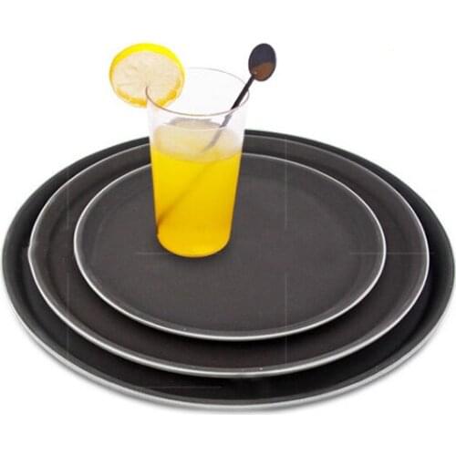 2017 New 1PC Fast Food Dishes Kitchen Tool Round Plate Plastic Round Rubber Lined Non-Slip Tray Coffee Drink Round Tray