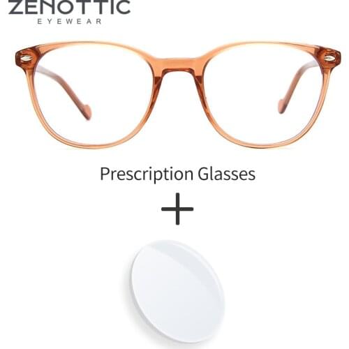 ZENOTTIC Prescription Glasses Women Retro Transparent Myopia Optical Eyeglasses Frames Anti Blue Light Photochromic Eyewears