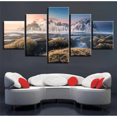 Landscape Sky Cloud Star Mountain River Hot Air Balloon 5 Piece Wall Pictures For Living Room Color Painting Art Home Decor