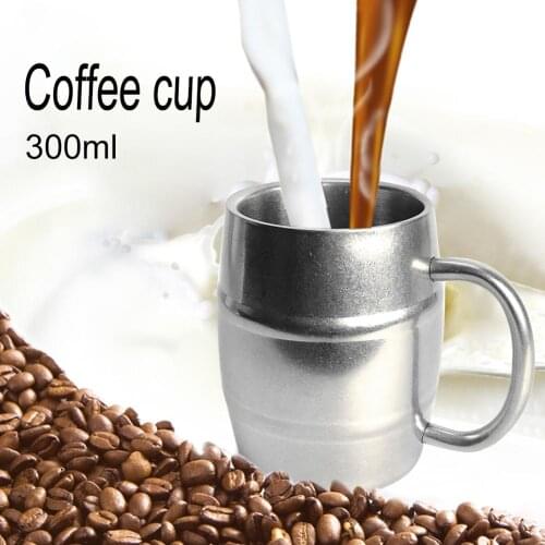 300ml Portable Stainless Steel Double-Wall Coffee Tea Drinking Cup Beer Mug a cup canecas milk/Juice Cup kitchen Bar utensils
