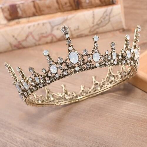 Luxury Vintage Gold Silver Wedding Crown Alloy Bridal Tiara Baroque Queen King Crown Gold Color Rhinestone Tiara Crown