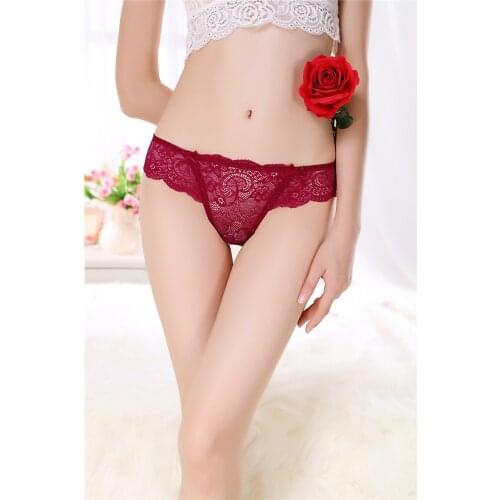 Sexy lace womens underwear low waist hollow out womens T-shaped triangle underwear Weimi womens underwear factory