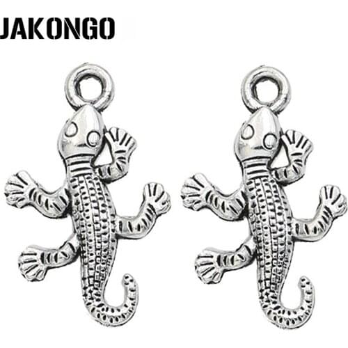 40pcs Lizard Charm Antique Silver Plated Charms Pendants for Necklace Bracelet Jewelry Accessories Making DIY Handmade 25x15mm