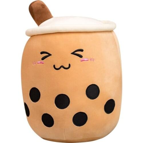1 pcs ins 24-70cm Cartoon Cute Bubble Tea Cup Plush Pillow With Suction Tubes Lifelike Stuffed Back Cushion Funny Boba Food Toys