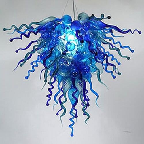 Contemporary Blue Chandeliers LED Light Source European Pendant Lamps Italian Fashion Hand Blown Glass Chandelier for Home