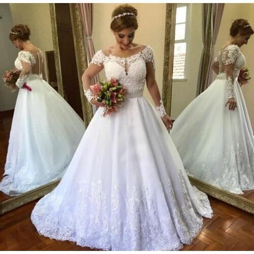Vestido de Noiva Ball Gown Princess Wedding Dresses 2020 long Sleeves Bride Dress Lace Appliques wedding gowns Abiti da sposa
