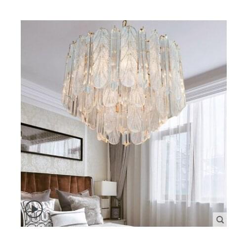 Warm and romantic crystal bedroom chandelier light luxury soft post-modern glass room lighting