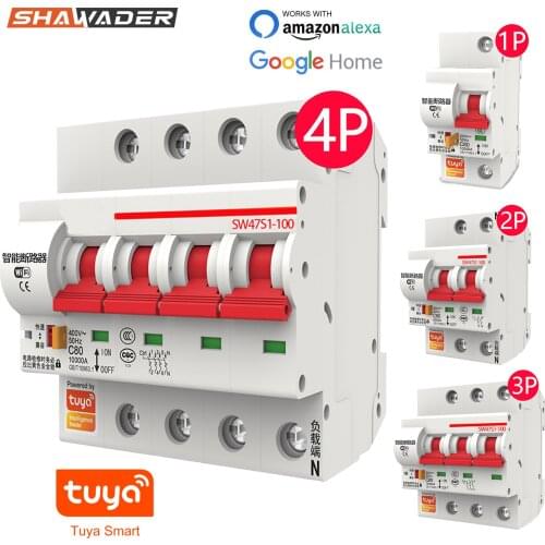 Wifi Smart MCB Switch Circuit Breakers 1P/2P/3P/4P Surge Protector Industrial Remote Control Reclosing By Tuya Alexa Google Home