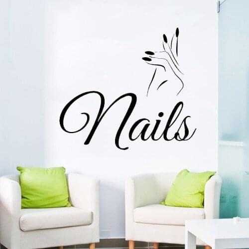 Vinyl Wall Decal Art Sticker Nail Salon for Wall Window Glass Nails Nail Polish Manicure Pedicure Beauty Salon Stickers D349