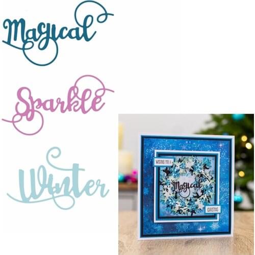 Magical Sparkle Winter Metal Cutting Die 3 Words Die Cuts For Card Making Scrapbooking Album DIY 2019 Crafts Cards