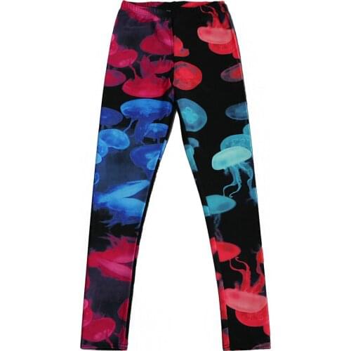 DOUBCHOW Womens Jellyfish 3D Print Leggings Pants 2019 Maiden Girls Spandex Shiny Stretchy Leggings Costume Skinny Footless